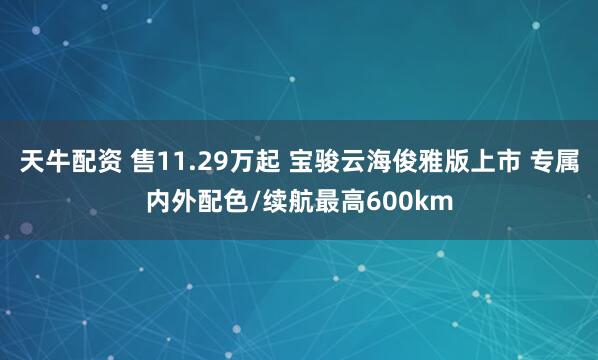 天牛配资 售11.29万起 宝骏云海俊雅版上市 专属内外配色/续航最高600km